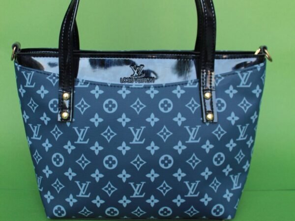 Blue printed tote bag, fashionable bags for college girls, perfect for carrying books, and other essentials.