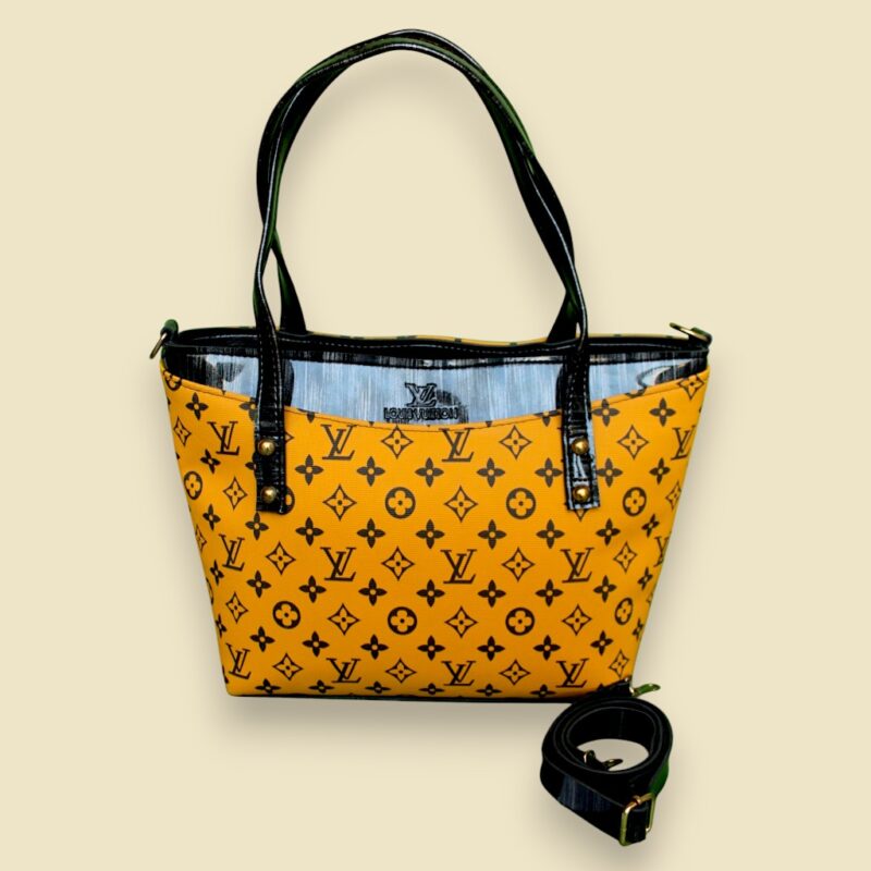 Yellow printed tote bag