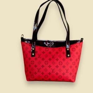 Red printed tote bag
