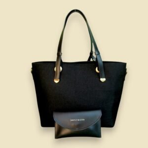 Jute black tote bag