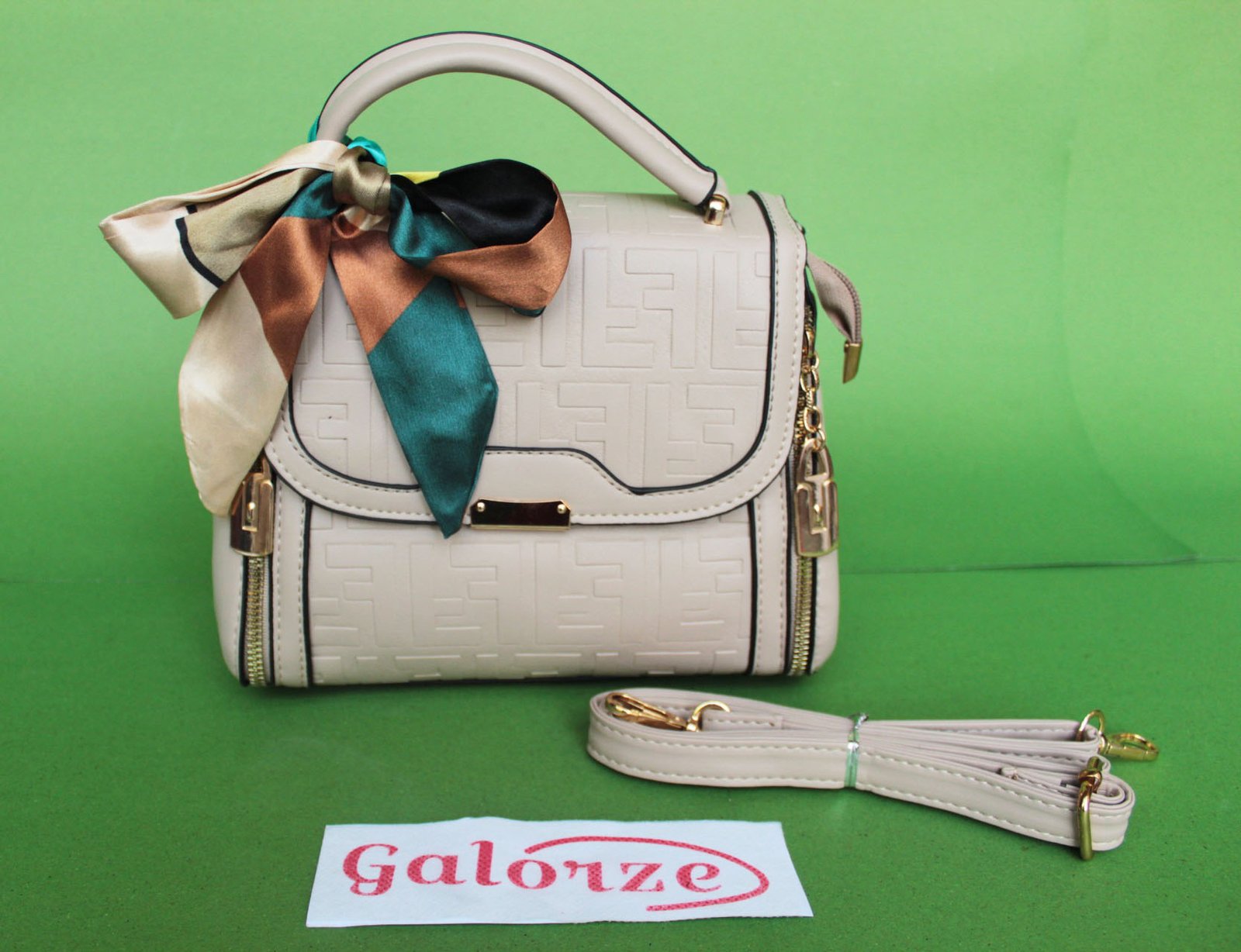 Galorze: Off-white arbor crossbody bag, stylish, small and spacious bag with satin ribbon is a perfect choice for any occasion.