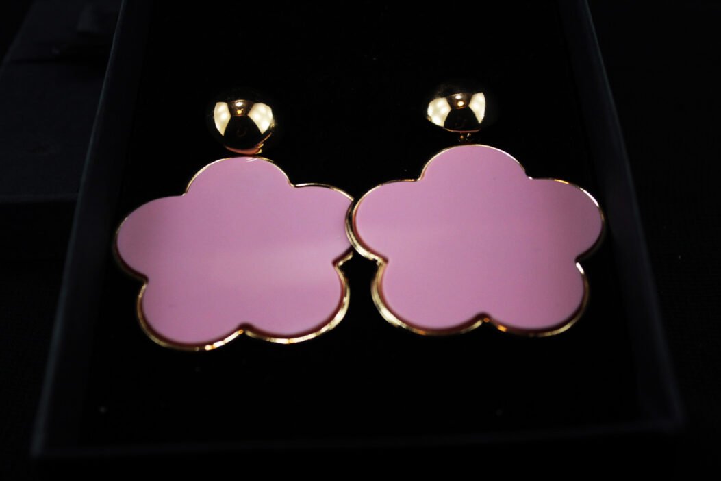 pink flower modern earring