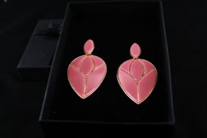 pink leaf modern earring