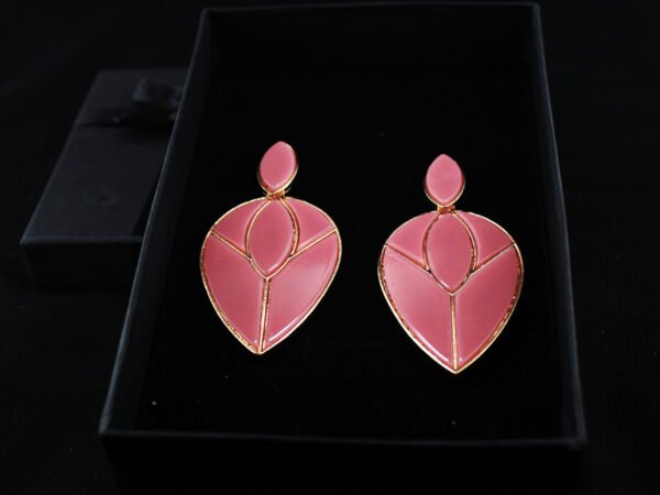 pink leaf modern earring