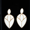 white leaf earrings