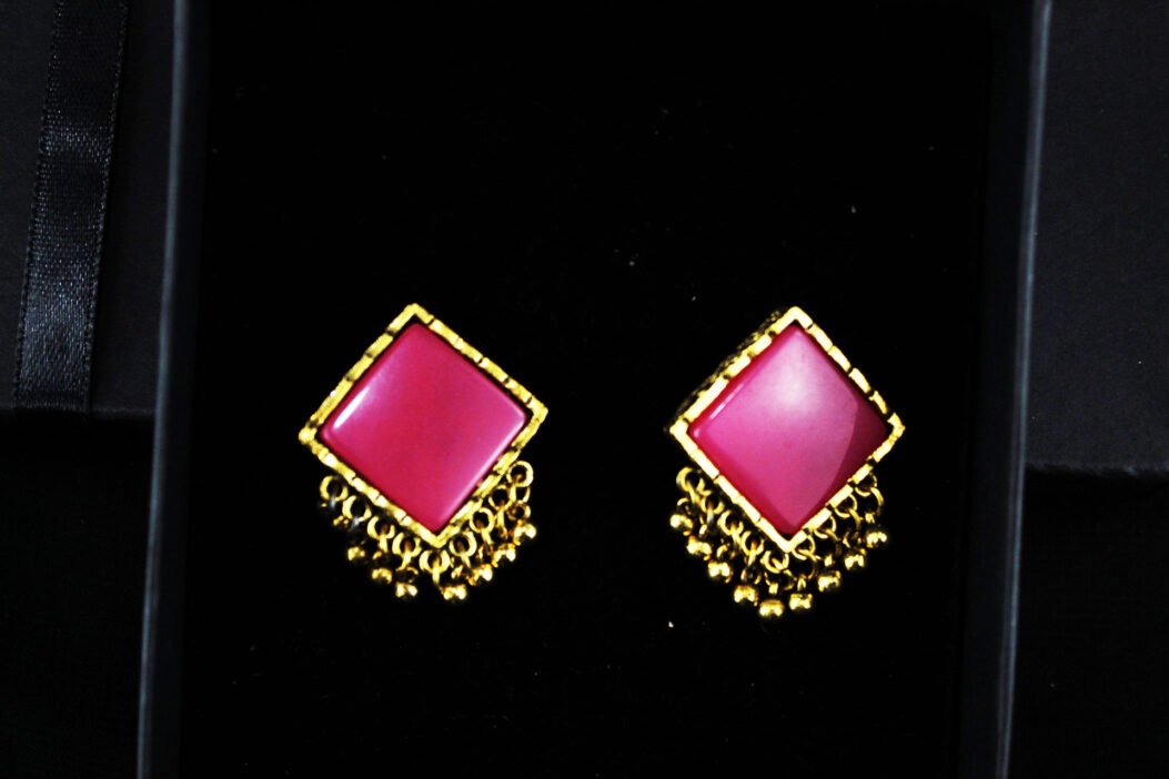 pink antique ear studs