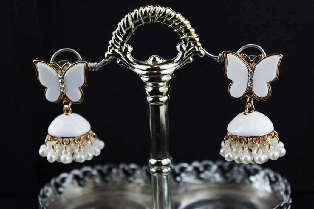 white butterfly jhumki