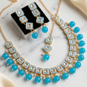 Blue cube necklace