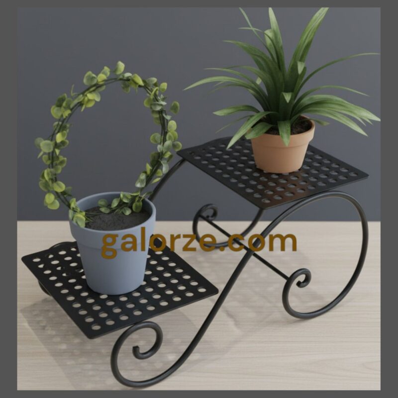 Dual Plant Pot Metal Stand